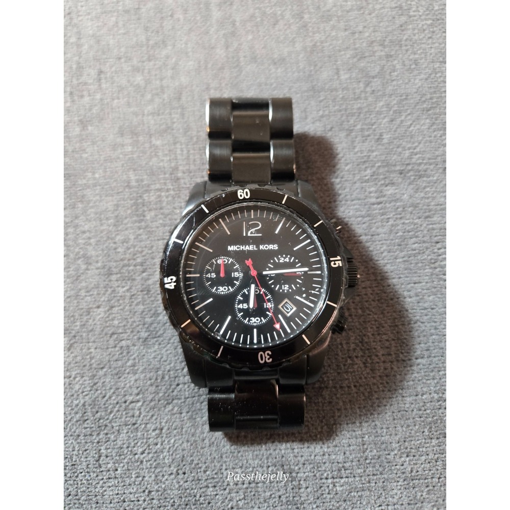 Michael Kors Layton Chronograph Watch Men 44mm Black Dial Steel MK-8215 NewBat